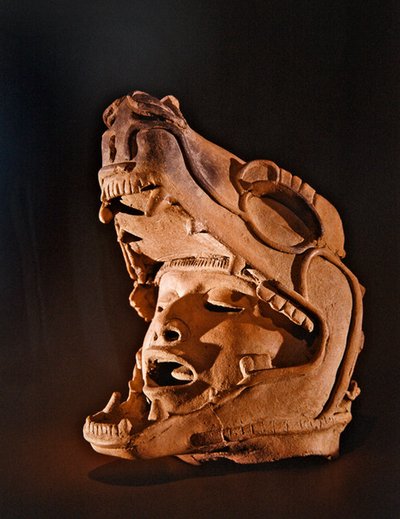 Human head in the mouth of a jaguar, Remojadas Culture, Vera Cruz by Pre Columbian Pre Columbian